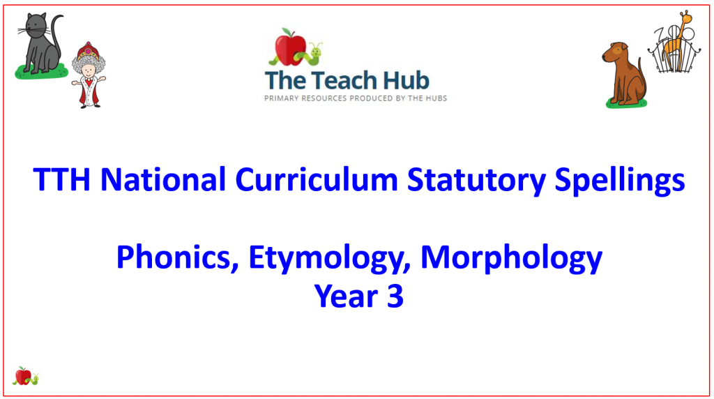 TTH Statutory Spellings Teaching Slides including Phonics Year 3 and